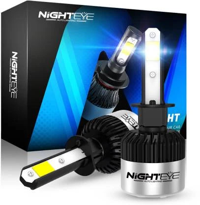 ORIGINAL NIGHTEYE H1 LED Headlight Bulb for Car and Bike White, 72 Watt, 2 Bulbs - 9000 Lumens ULTRA BRIGHT, Type H1 - NightEye.in