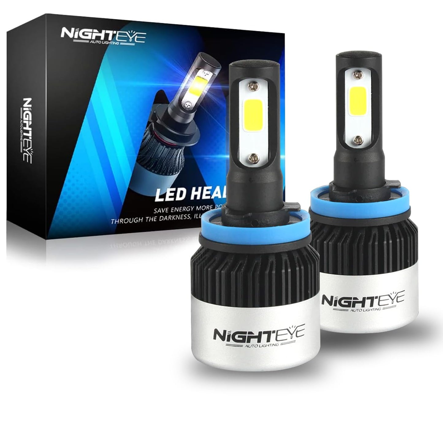 ORIGINAL NIGHTEYE 9005/HB3 LED Headlight Bulb for Car and Bike White, 72 Watt, 2 Bulbs - 9000 Lumens ULTRA BRIGHT, Type 9005/HB3 - NightEye.in