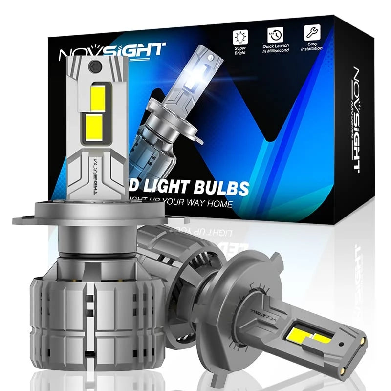 NightEye NOVSIGHT H4 LED Headlight Bulbs 40000LM, Upgrade 900% Brighter 6500K Cool White 9003/H4/HB2 LED Headlights High and Low Beam Conversion Kit 200W Super Bright LED Bulb Hi/Lo Beam, Pack of 2 - NightEye.in