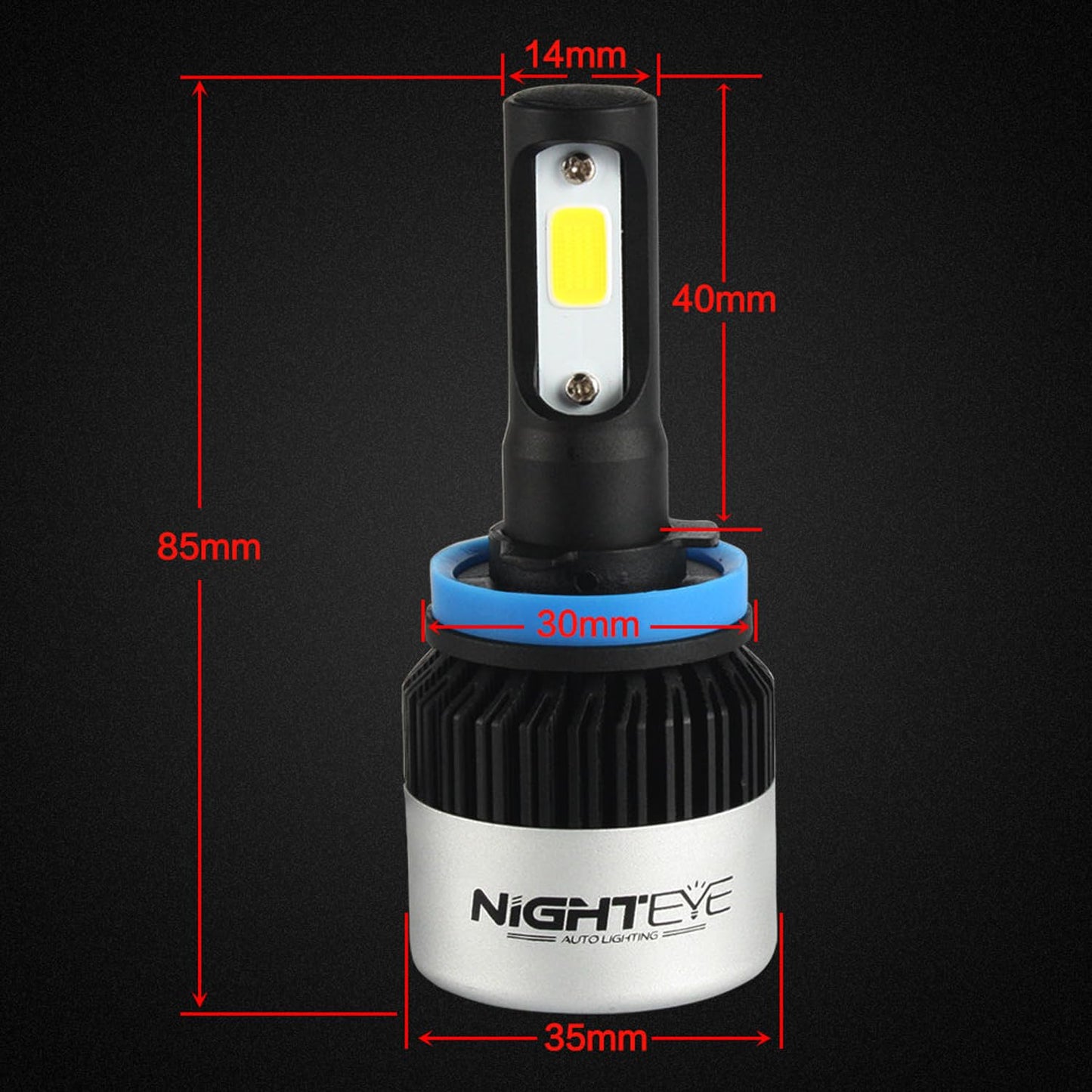 ORIGINAL NIGHTEYE 9005/HB3 LED Headlight Bulb for Car and Bike White, 72 Watt, 2 Bulbs - 9000 Lumens ULTRA BRIGHT, Type 9005/HB3 - NightEye.in