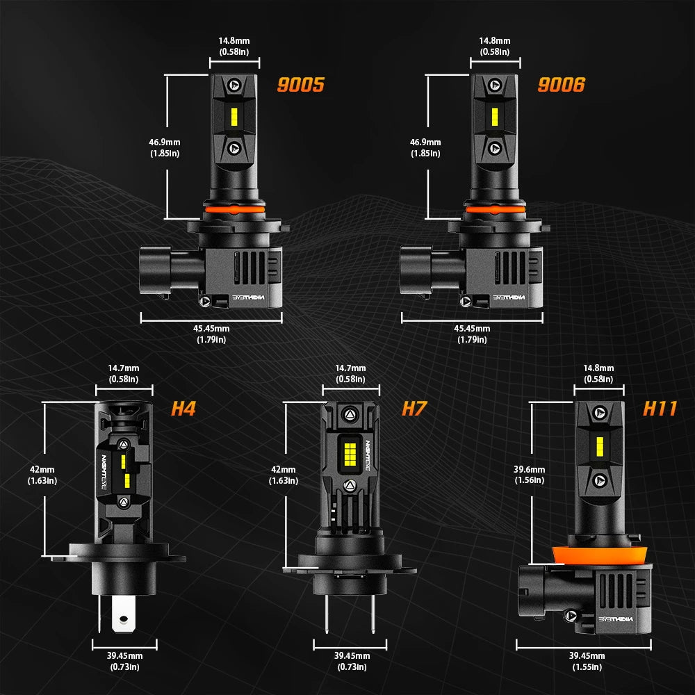 NightEye A315-S10 2PCS H8/H9/H11/H16 6500K White LED Car Headlight Bulbs 22000LM/Pair LED Front Headlamp IP68 Waterproof - Type H8/H9/H11/H16 - NightEye.in