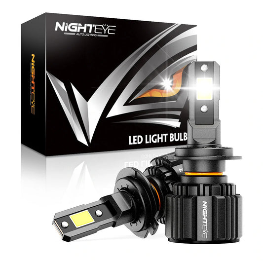 Original Nighteye A315 S4 H7 Two Pin LED Headlight Bulb H7 (Set of 2) For All Cars & Motorcycles (Low and High Beam Bulbs (White) 13000 LM 2 Side Chip) - Type H7 Two Pin - NightEye.in
