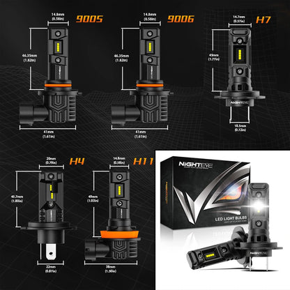 NightEye A315-S6 H7 Two Pin 6500K White 2PCS Car LED Headlight Bulb 14,000LM/Pair LED Headlamp IP Waterproof - Type H7 - NightEye.in