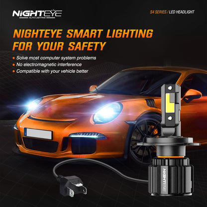 Original Nighteye A315 S4 H8/H9/H11/H16 LED Headlight Bulb H8/H9/H11/H16 (Set of 2) For All Cars & Motorcycles (Low and High Beam Bulbs (White) 13000 LM 2 Side Chip) - Type H8/H9/H11/H16 - NightEye.in