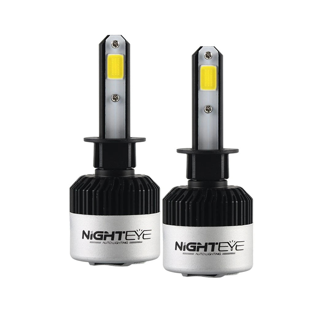 ORIGINAL NIGHTEYE H1 LED Headlight Bulb for Car and Bike White, 72 Watt, 2 Bulbs - 9000 Lumens ULTRA BRIGHT, Type H1