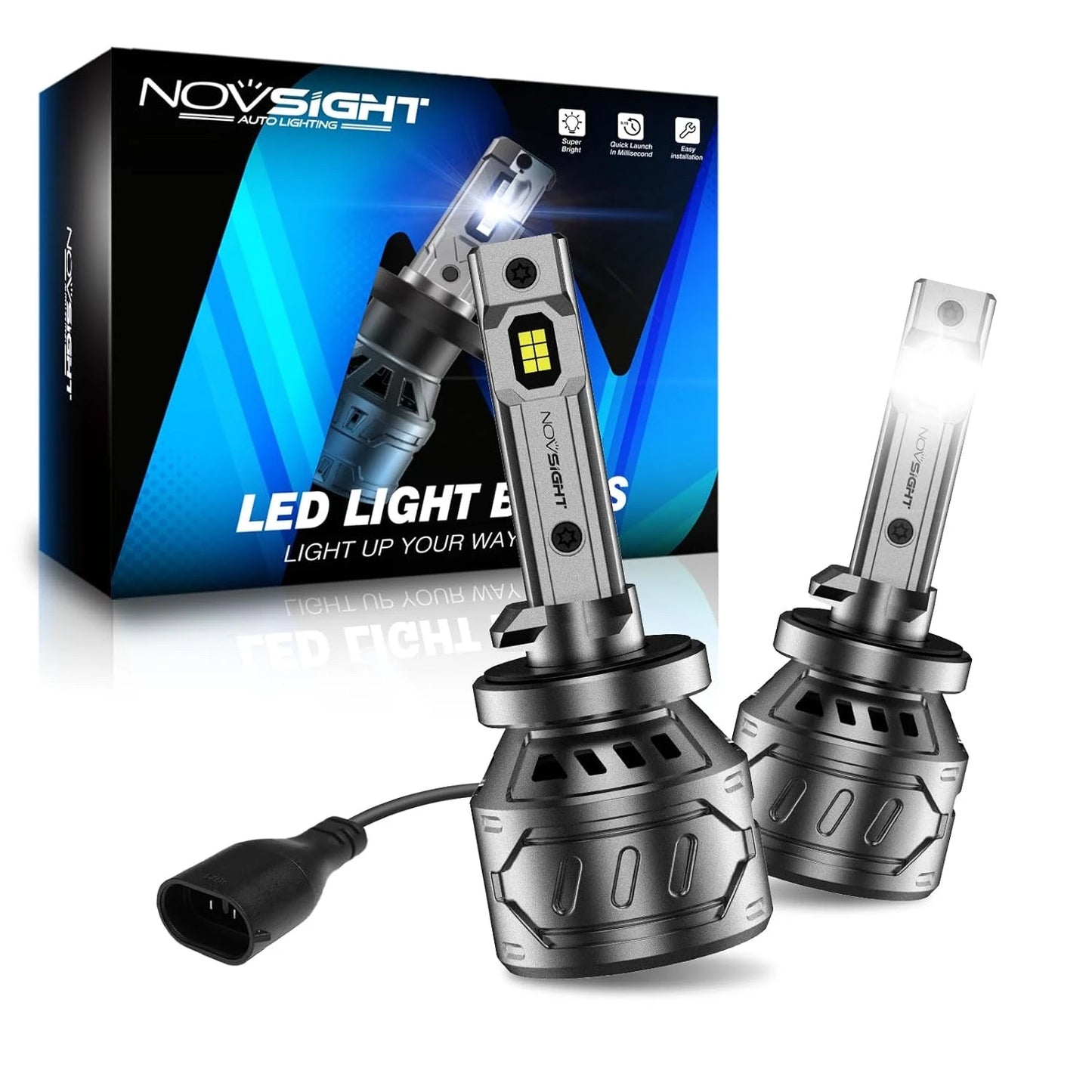NightEye NOVSIGHT 881 LED Fog Light Bulbs, 6500K White, 60W 13000LM Bright 889 898 886 896 894 Fog Lights, Plug and Play Fast Cooling Replacement, IP68 Waterproof - NightEye.in