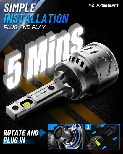NightEye NOVSIGHT 881 LED Fog Light Bulbs, 6500K White, 60W 13000LM Bright 889 898 886 896 894 Fog Lights, Plug and Play Fast Cooling Replacement, IP68 Waterproof - NightEye.in