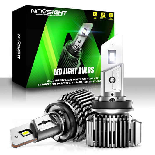 NightEye NOVSIGHT H11/H8/H9/H16 LED Headlight Bulbs, 100W 20000 LM 600% Extremely Brighter High Power H11 LED Headlight Bulbs, High/Low Beam/Fog Light Conversion Kit, 6500K Cool White, IP68 W - NightEye.in