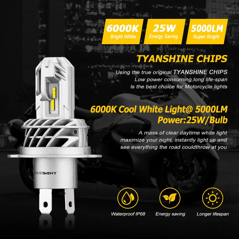 NightEye Novsight High/Low Beam 40W LED 10000 Lumens Super Bright White Headlight H4 motorcycle universal led headlight - NightEye.in