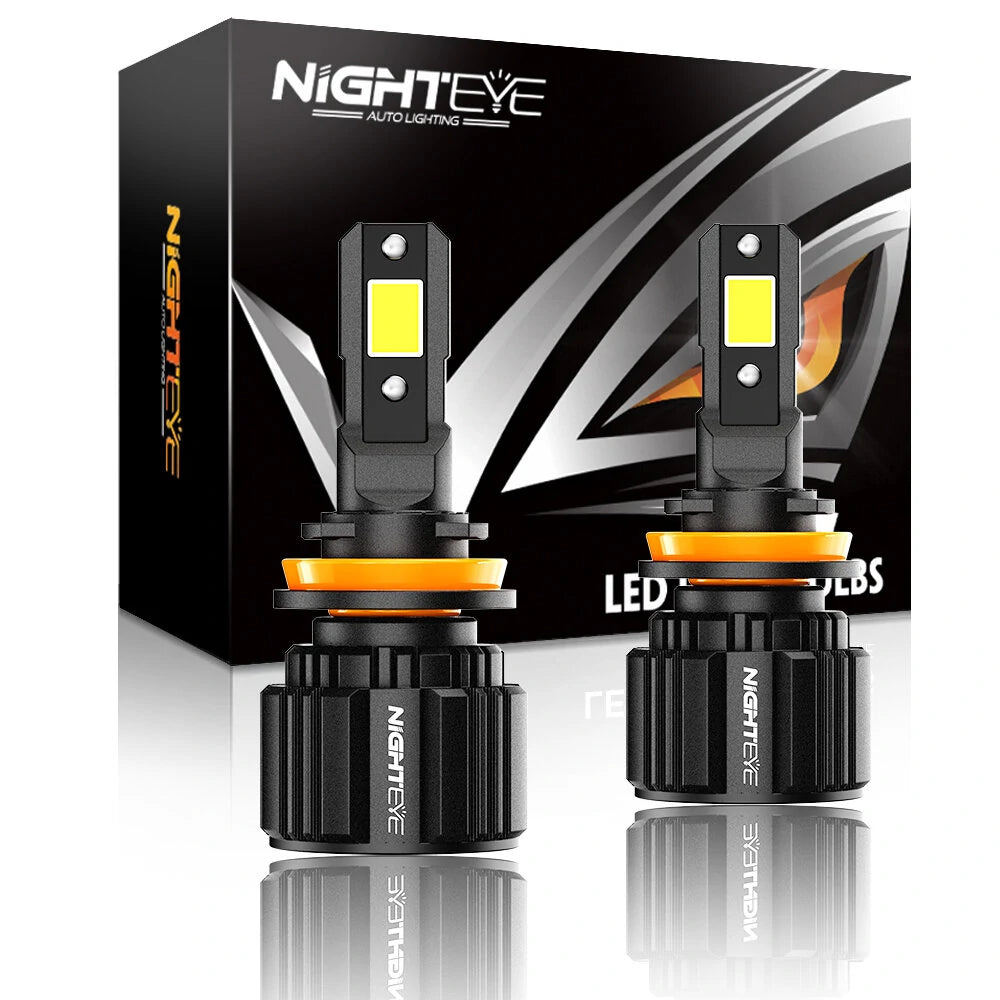 Original Nighteye A315 S4 H8/H9/H11/H16 LED Headlight Bulb H8/H9/H11/H16 (Set of 2) For All Cars & Motorcycles (Low and High Beam Bulbs (White) 13000 LM 2 Side Chip) - Type H8/H9/H11/H16 - NightEye.in