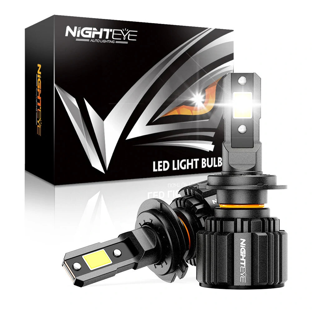 Original Nighteye A315 S4 H7 Two Pin LED Headlight Bulb H7 (Set of 2) For All Cars & Motorcycles (Low and High Beam Bulbs (White) 13000 LM 2 Side Chip) - Type H7 Two Pin - NightEye.in