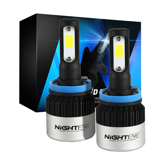 ORIGINAL NIGHTEYE H8/H9/H11/H16 LED Headlight Bulb for Car and Bike White, 72 Watt, 2 Bulbs - 9000 Lumens ULTRA BRIGHT, Type H8/H9/H11/H16 - NightEye.in