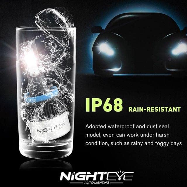 ORIGINAL NIGHTEYE H8/H9/H11/H16 LED Headlight Bulb for Car and Bike White, 72 Watt, 2 Bulbs - 9000 Lumens ULTRA BRIGHT, Type H8/H9/H11/H16 - NightEye.in