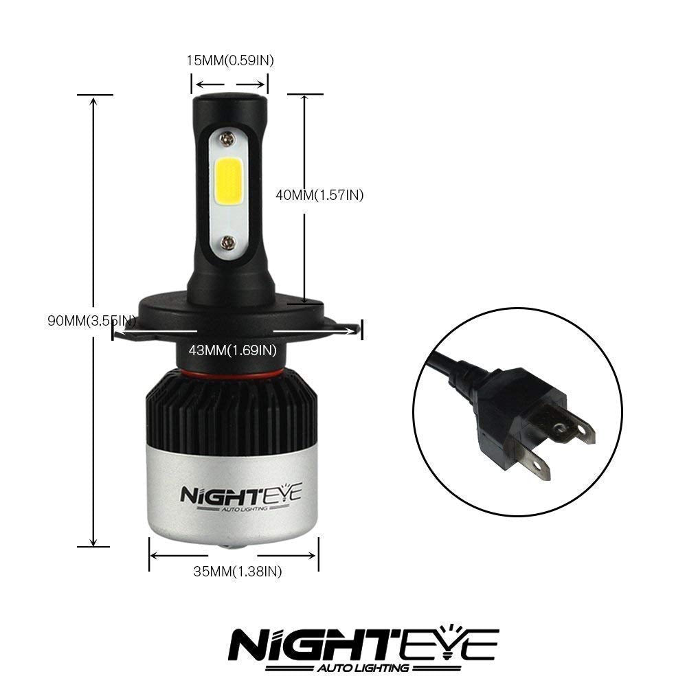 ORIGINAL NIGHTEYE H4 LED Headlight Bulb SINGLE Pc for Bike White, 36W, 1 Bulb - Type H4, 36W White Light - NightEye.in